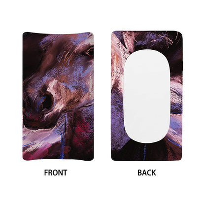 Dark Pink Horse Painting Print Changing Pad Cover