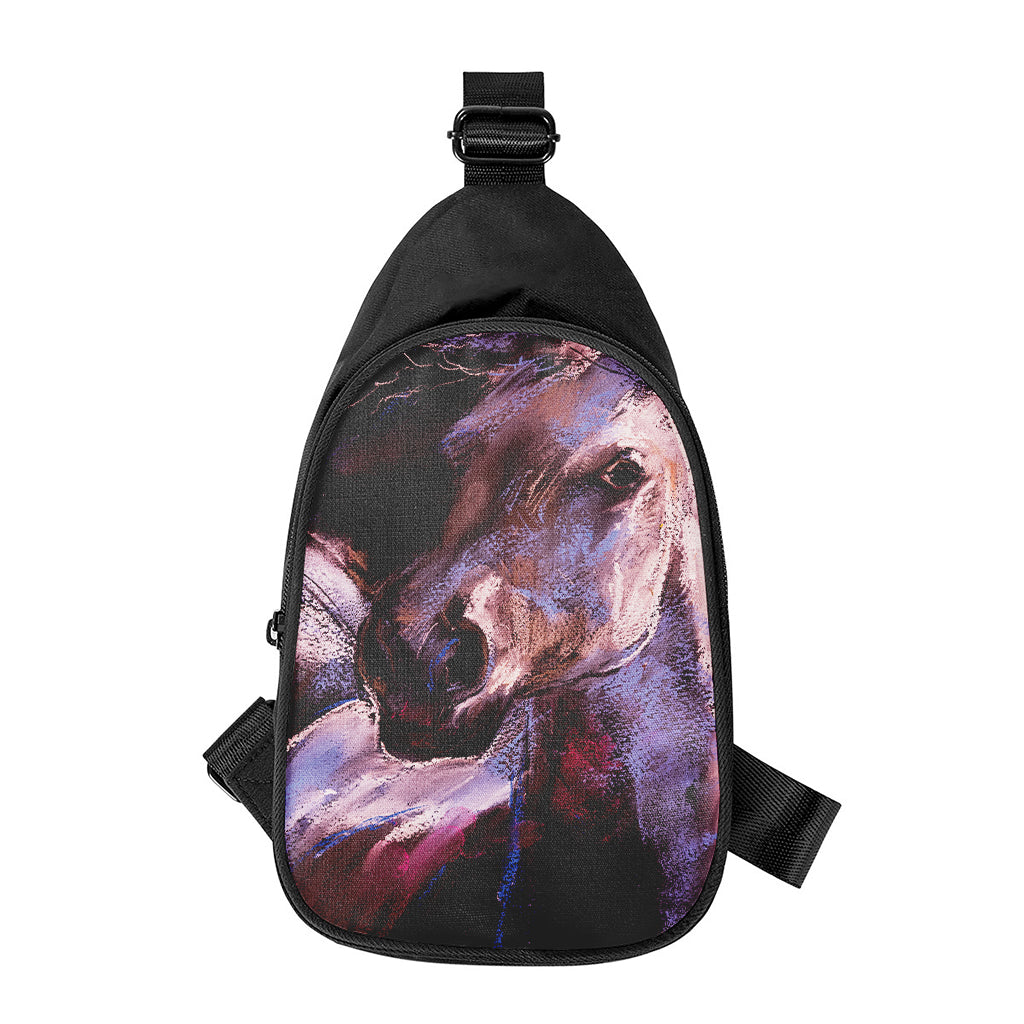 Dark Pink Horse Painting Print Chest Bag