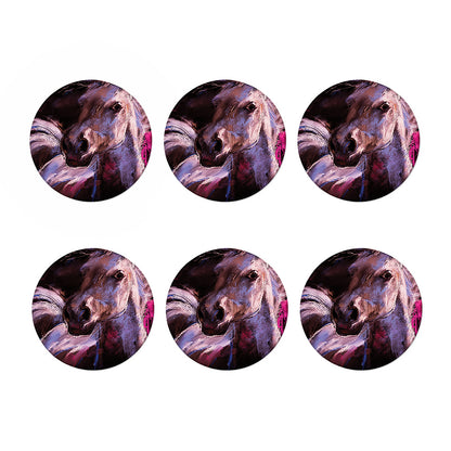 Dark Pink Horse Painting Print Coaster Set