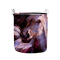 Dark Pink Horse Painting Print Collapsible Laundry Basket