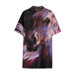 Dark Pink Horse Painting Print Cotton Hawaiian Shirt