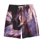 Dark Pink Horse Painting Print Cotton Shorts