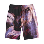 Dark Pink Horse Painting Print Cotton Shorts