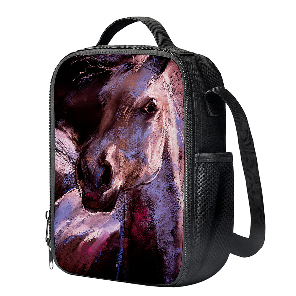 Dark Pink Horse Painting Print Crossbody Lunch Bag