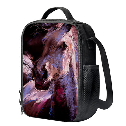 Dark Pink Horse Painting Print Crossbody Lunch Bag