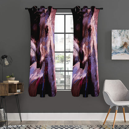 Dark Pink Horse Painting Print Curtain