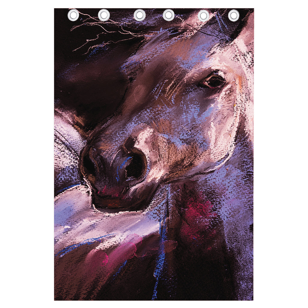 Dark Pink Horse Painting Print Curtain
