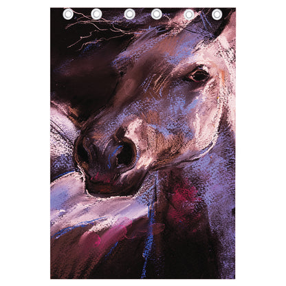 Dark Pink Horse Painting Print Curtain