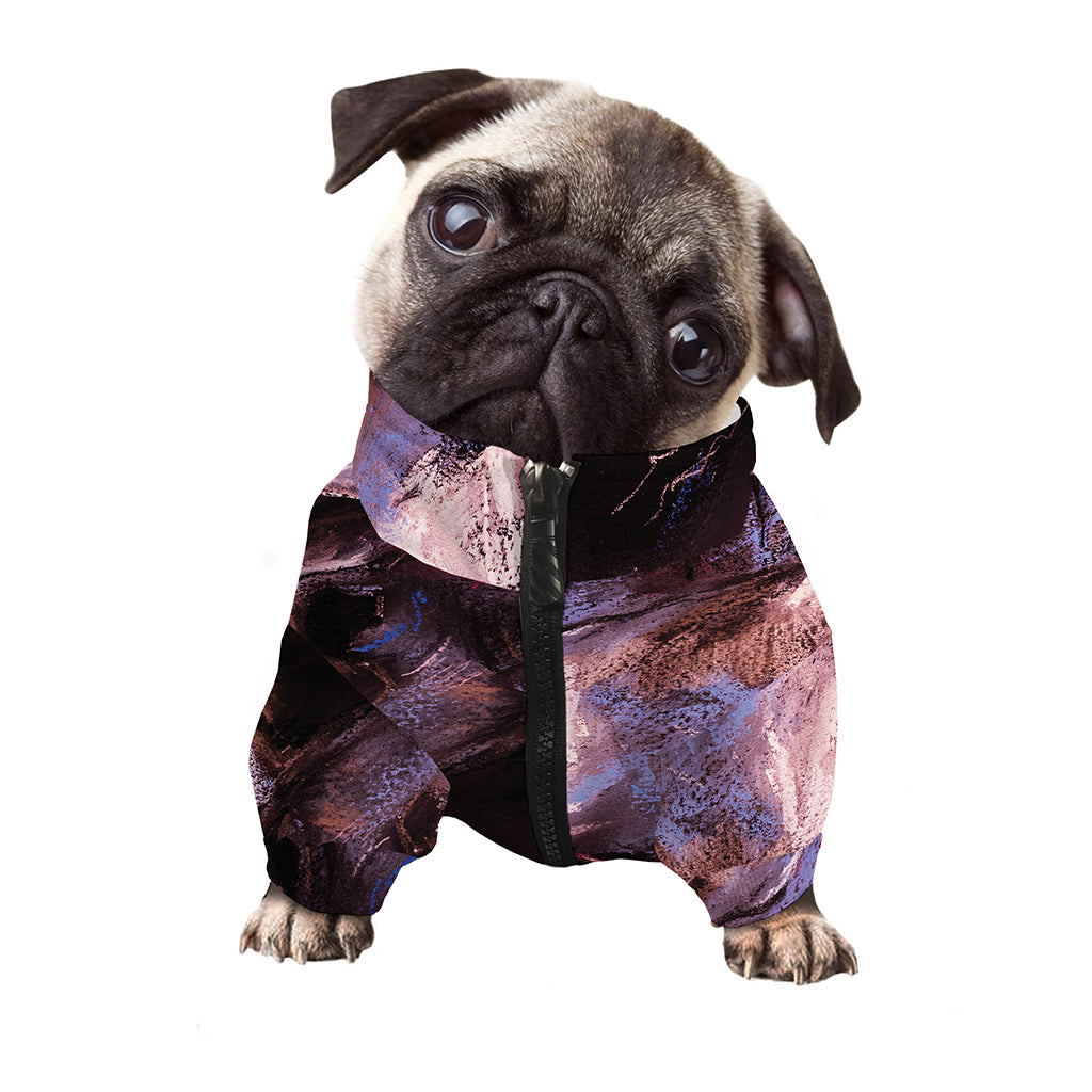 Dark Pink Horse Painting Print Dog Zip Up Jacket