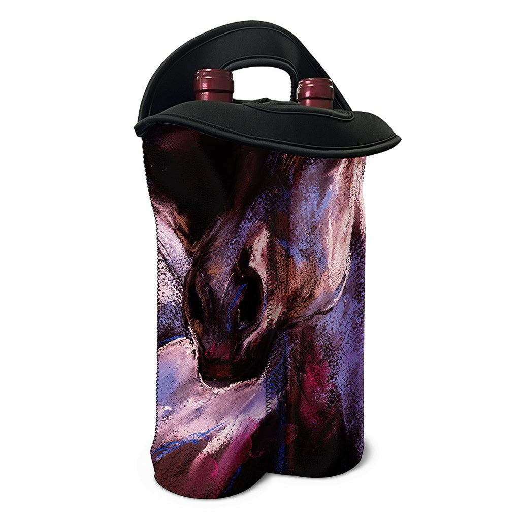 Dark Pink Horse Painting Print Double Neoprene Wine Tote