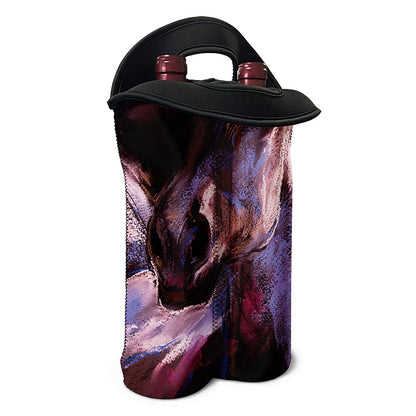 Dark Pink Horse Painting Print Double Neoprene Wine Tote
