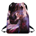 Dark Pink Horse Painting Print Drawstring Backpack