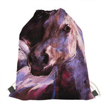 Dark Pink Horse Painting Print Drawstring Bag