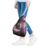 Dark Pink Horse Painting Print Drawstring Bag