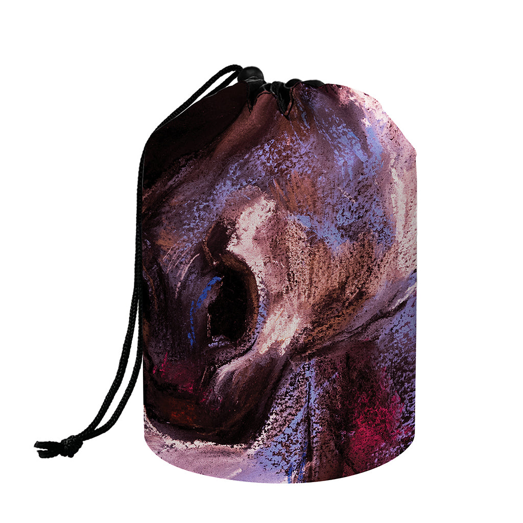 Dark Pink Horse Painting Print Drawstring Makeup Bag