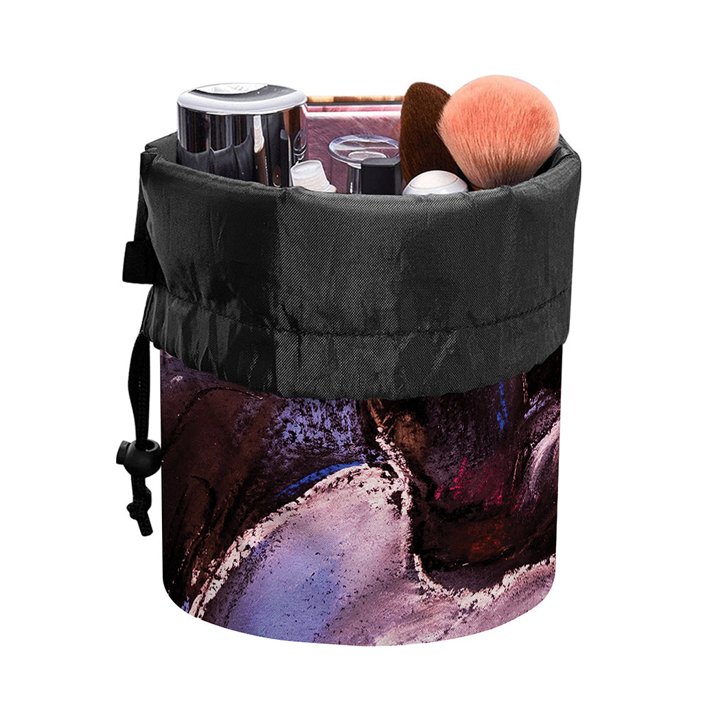 Dark Pink Horse Painting Print Drawstring Makeup Bag