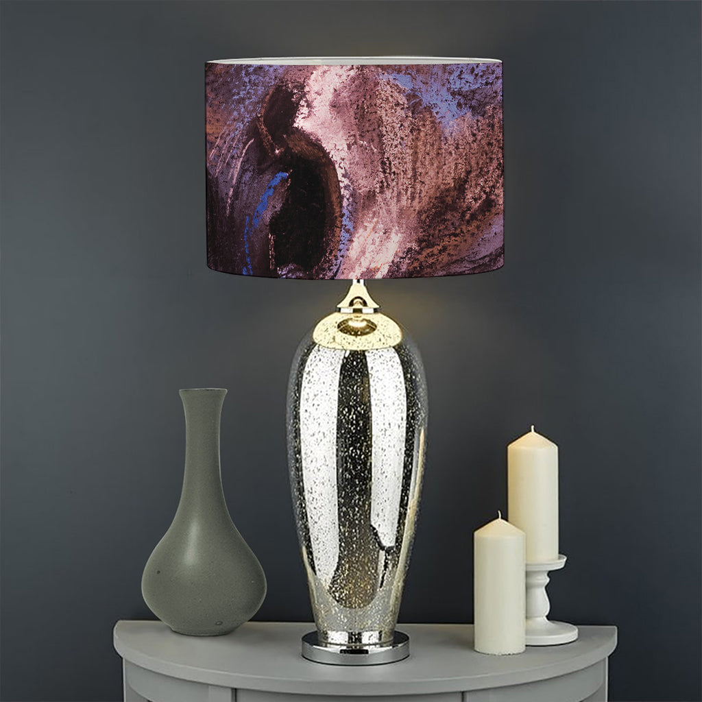Dark Pink Horse Painting Print Drum Lamp Shade
