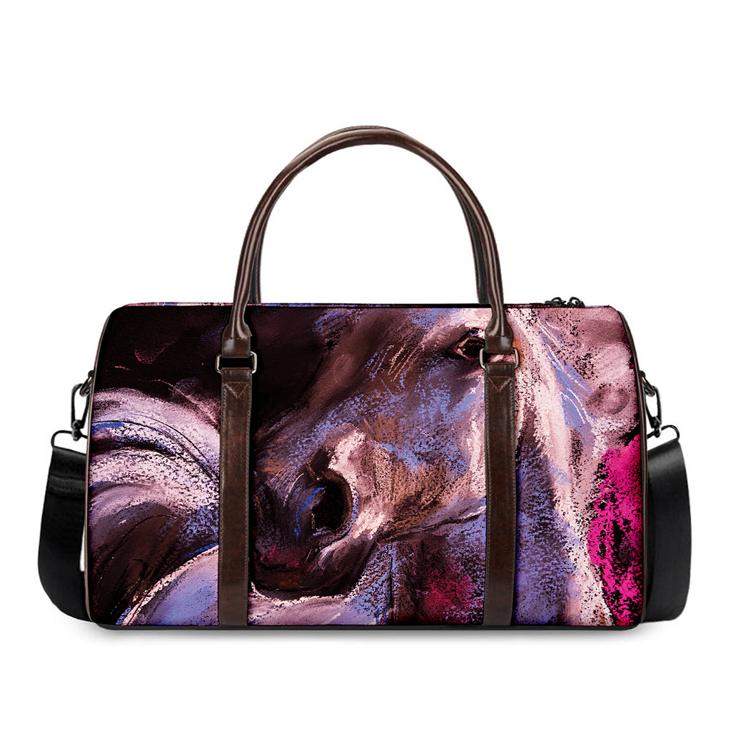 Dark Pink Horse Painting Print Duffle Bag