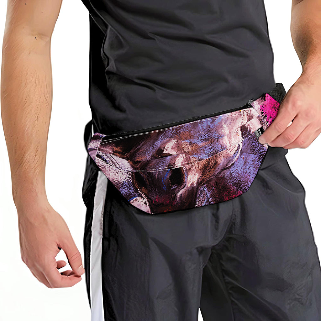 Dark Pink Horse Painting Print Fanny Pack