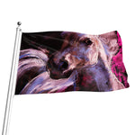 Dark Pink Horse Painting Print Flag