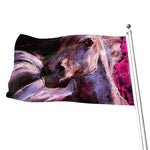 Dark Pink Horse Painting Print Flag
