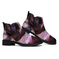 Dark Pink Horse Painting Print Flat Ankle Boots