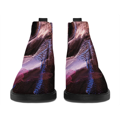 Dark Pink Horse Painting Print Flat Ankle Boots