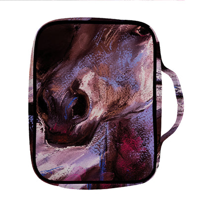 Dark Pink Horse Painting Print Front Pocket Bible Bag