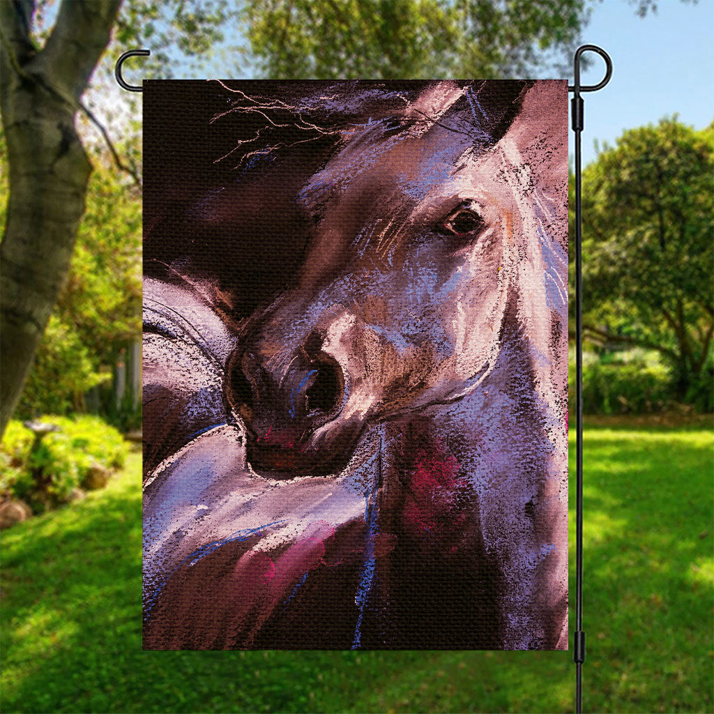 Dark Pink Horse Painting Print Garden Flag