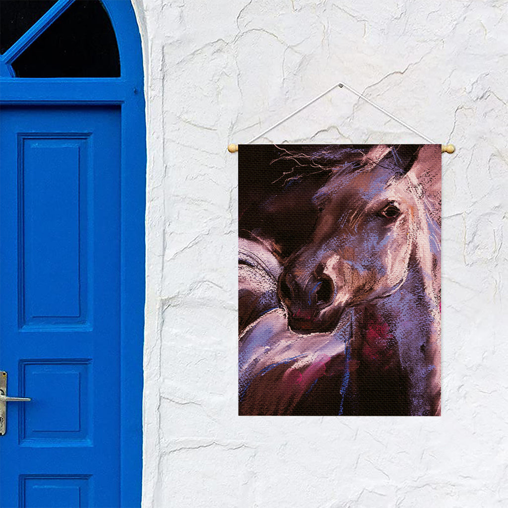 Dark Pink Horse Painting Print Garden Flag