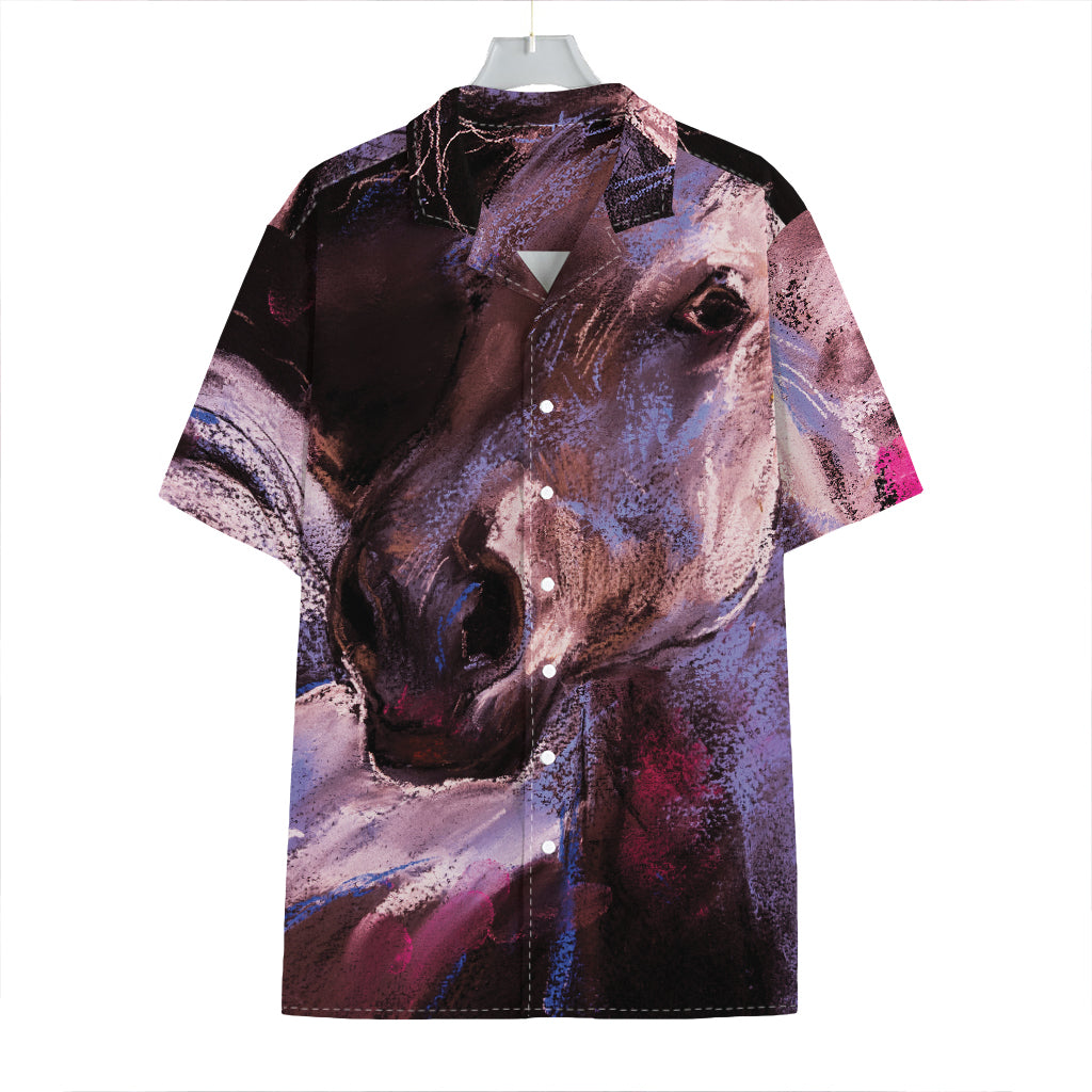 Dark Pink Horse Painting Print Hawaiian Shirt