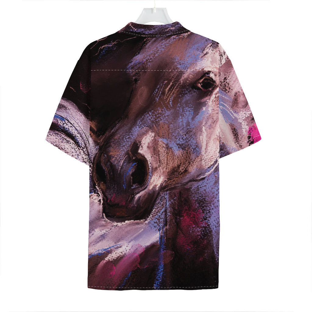 Dark Pink Horse Painting Print Hawaiian Shirt