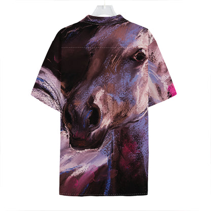 Dark Pink Horse Painting Print Hawaiian Shirt