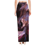 Dark Pink Horse Painting Print High Slit Maxi Skirt