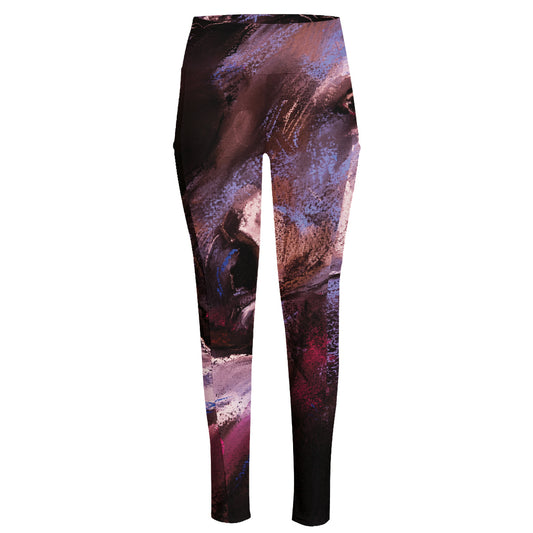 Dark Pink Horse Painting Print High-Waisted Pocket Leggings
