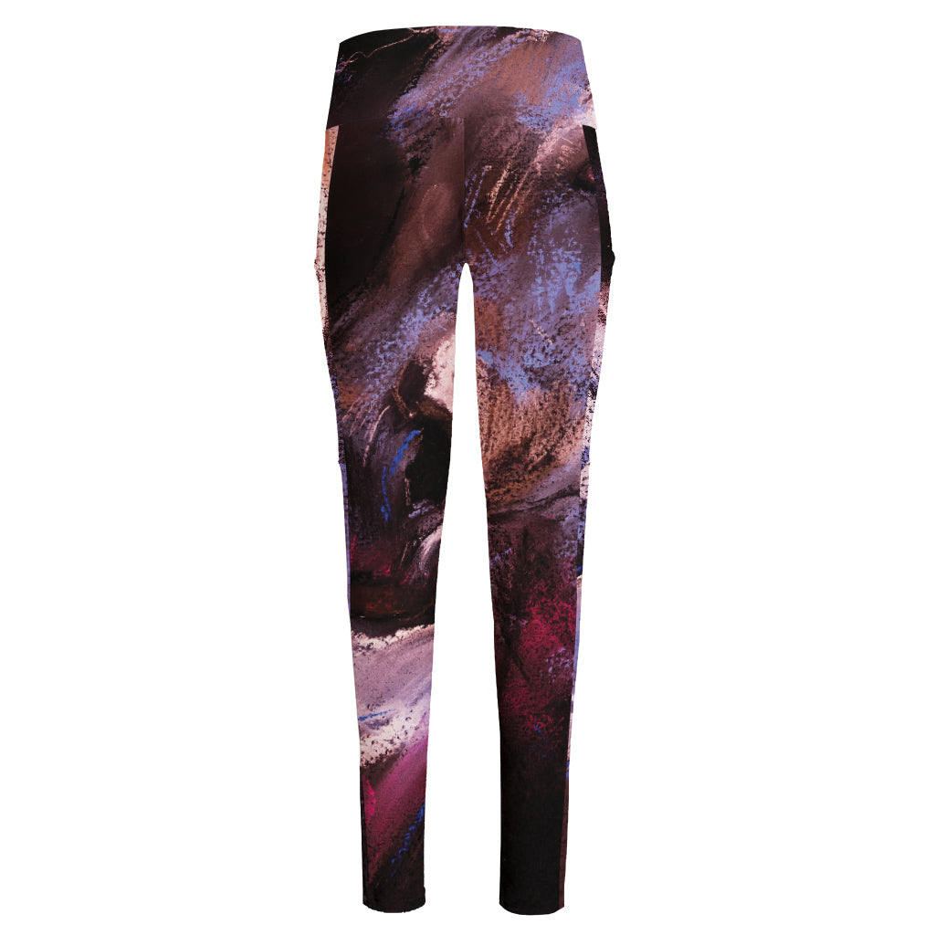 Dark Pink Horse Painting Print High-Waisted Pocket Leggings