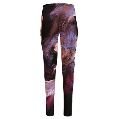 Dark Pink Horse Painting Print High-Waisted Pocket Leggings