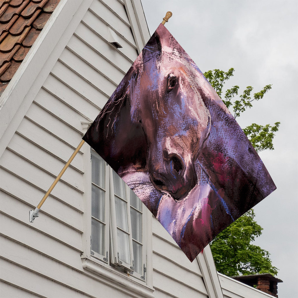 Dark Pink Horse Painting Print House Flag