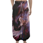 Dark Pink Horse Painting Print Lantern Pants