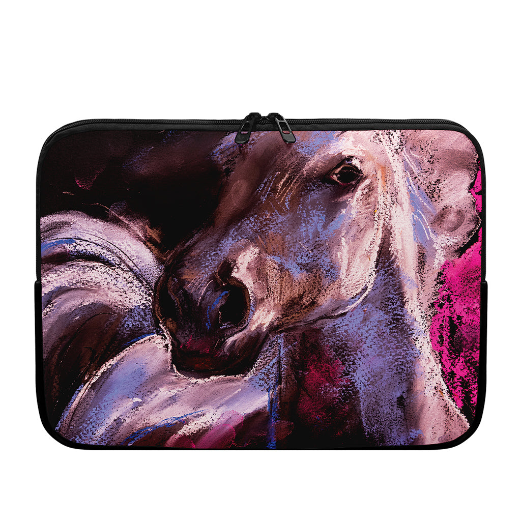 Dark Pink Horse Painting Print Laptop Sleeve