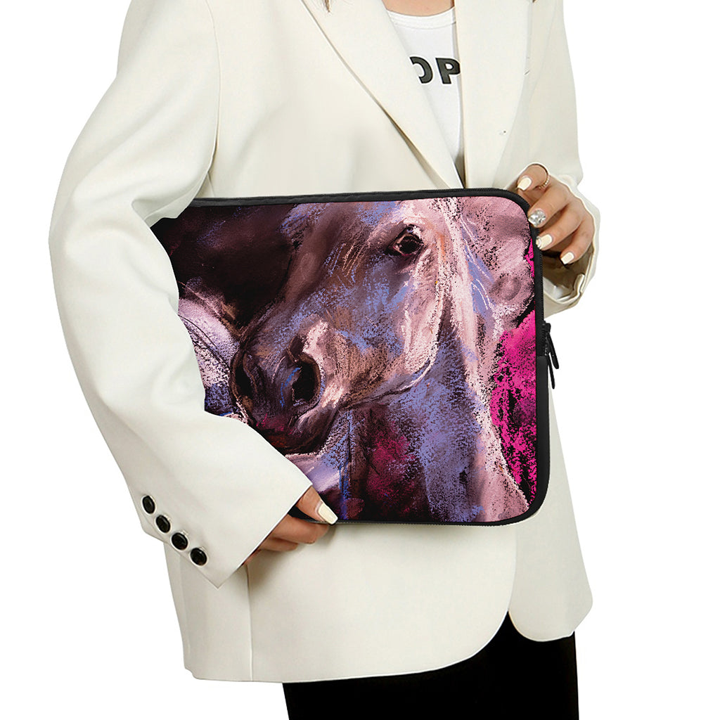 Dark Pink Horse Painting Print Laptop Sleeve