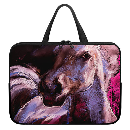 Dark Pink Horse Painting Print Laptop Sleeve With Handle