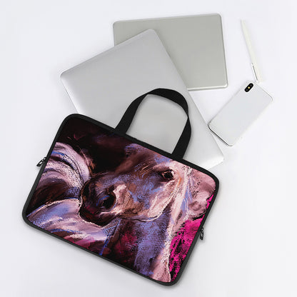Dark Pink Horse Painting Print Laptop Sleeve With Handle