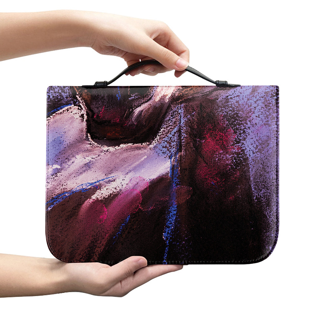 Dark Pink Horse Painting Print Leather Bible Cover