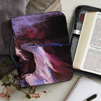 Dark Pink Horse Painting Print Leather Bible Cover