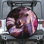 Dark Pink Horse Painting Print Leather Spare Tire Cover