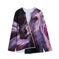 Dark Pink Horse Painting Print Long Sleeve Short Coat