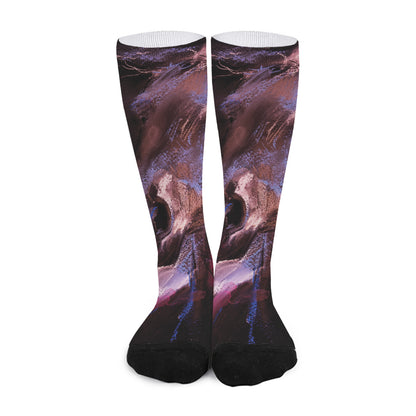 Dark Pink Horse Painting Print Long Socks