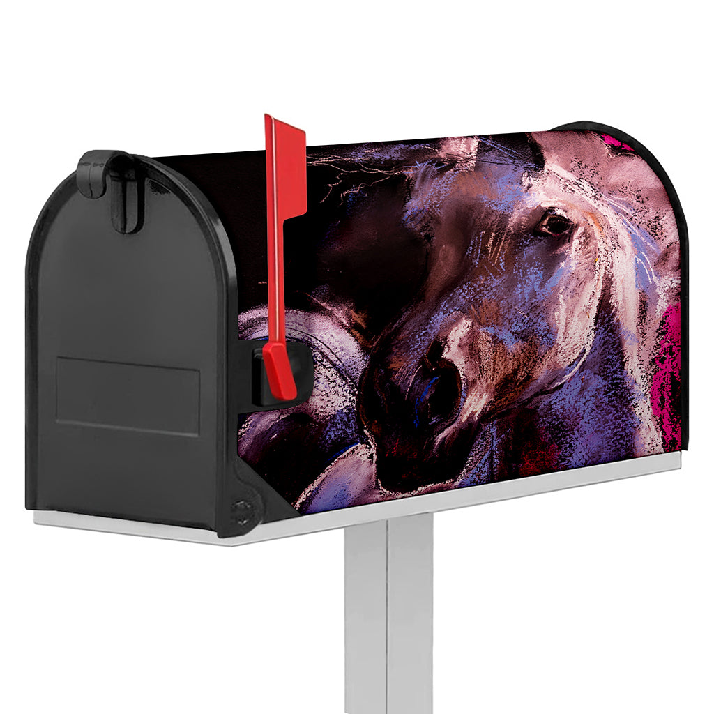 Dark Pink Horse Painting Print Mailbox Cover