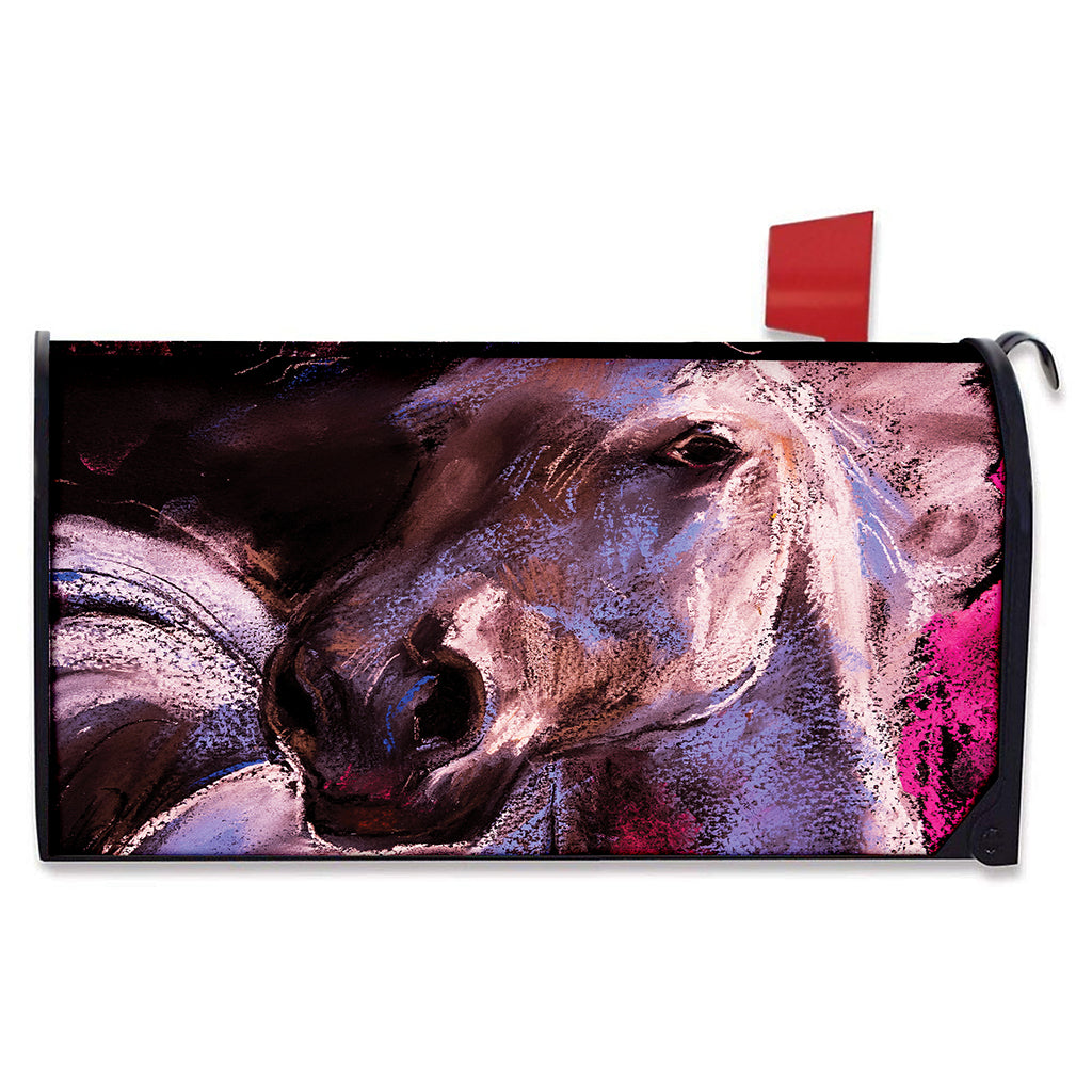 Dark Pink Horse Painting Print Mailbox Cover